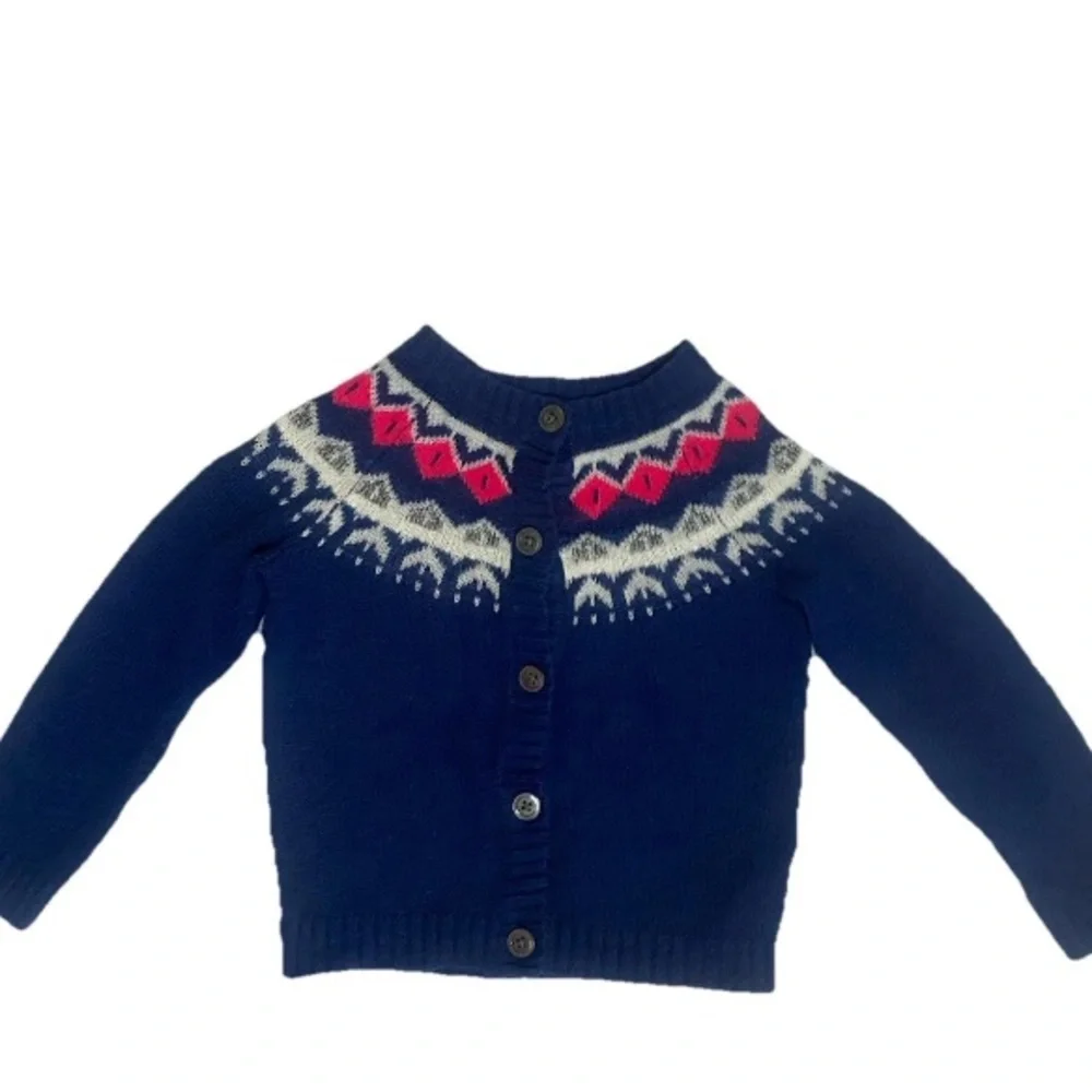 Carters Girls 2T Navy Blue Fair Isle Cardigan & 18-24m Floral Old Navy Skirt Lot - Picture 3 of 11